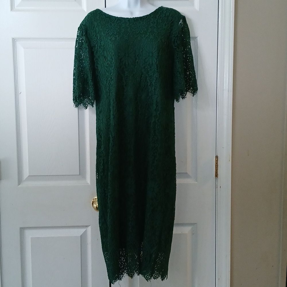 Merokeety  emerald green lace holiday party  cocktail dress Sz XL  NWOT